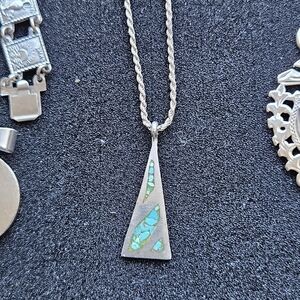 Silver and Turquoise Pendant Necklace .925 Sterling Silver